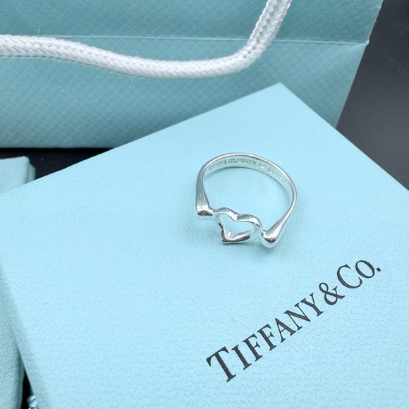 Retired Tiffany & Co Elsa Peretti Open Heart Ring Sterling Silver Sz 7.5 - Picture 2 of 8